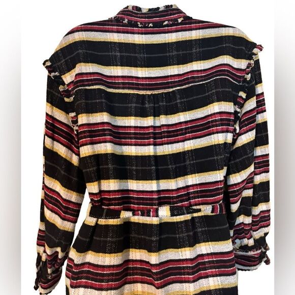 Something Navy Belted Ruffle Striped Button Down Dress - Picture 11 of 13